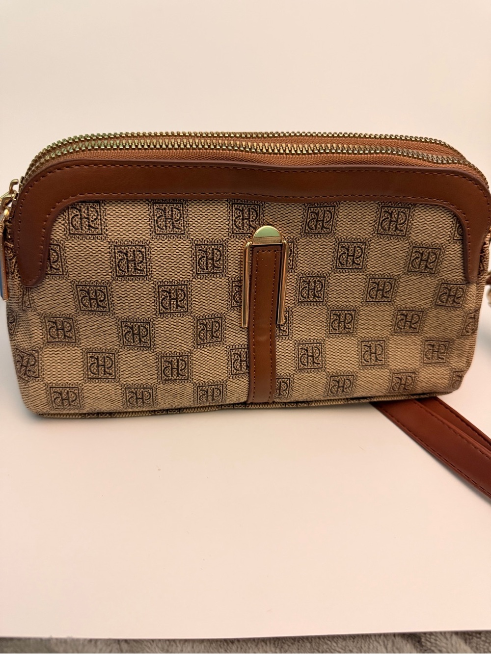 Monogram Canvas Crossbody with Brown Leather Trim